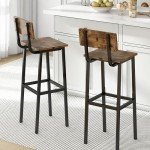 Rustic Brown Tall Bar Stool Set of 2