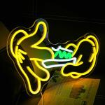 Neon Green Leaf Wall Sign for Man Cave
