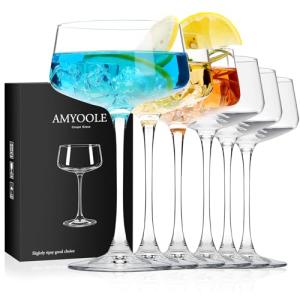 Set of 6 Premium Crystal Martini Glasses