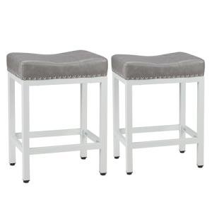 Brown PU Leather Bar Stools Set of 2