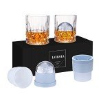 Whiskey Rocks Glass Set with Ice Ball Molds