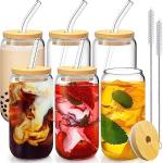 SENTVEND 16 Oz Glasses with Bamboo Lids - Set of 6