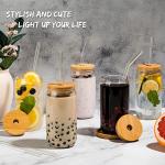 SENTVEND 16 Oz Glasses with Bamboo Lids - Set of 6