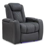 Charcoal Grey Italian Leather Power Recliner