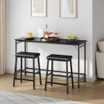 Set of 2 Black PU Bar Stools, 24