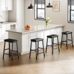 Set of 2 Black PU Bar Stools, 24