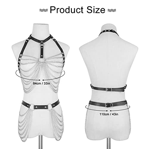 Women's Sexy Punk Chest Harness Belt Halter Bra Body Chain Adjustable for Women and Girls Party Nightclub Body Jewelry Accessories Gift