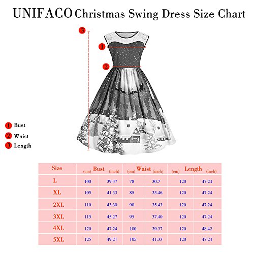 UNIFACO Women's Christmas Santa Claus Print Flared A Line Dress Sleeveless Plus Size Xmas Gift Green Large