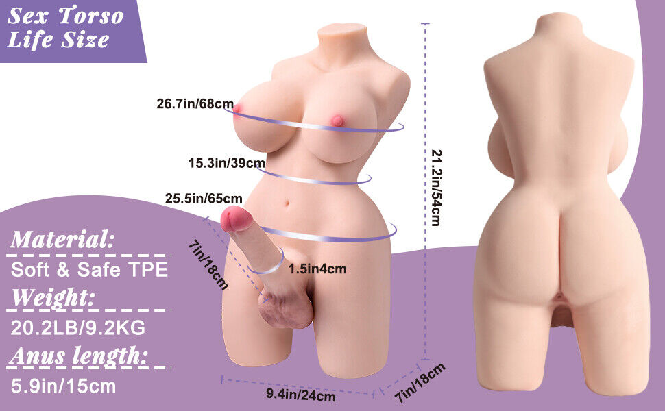 Shemale Torso Sexdoll Lifelike Big Breasts Huge Dildo Love Toy for Gay Men Women