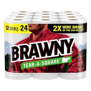 Brawny Tear-A-Square Paper Towels, 12 Rolls