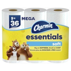Charmin Essentials Soft Toilet Paper, 9 Mega Rolls