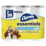 Charmin Essentials Soft Toilet Paper, 9 Mega Rolls