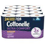 Cushiony Cottonelle Ultra Comfort Toilet Paper, 24 Mega Rolls