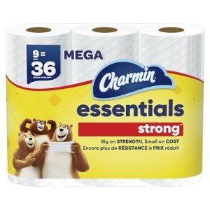 Charmin Essentials Strong Toilet Paper, 9 Mega Rolls