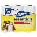 Charmin Essentials Strong Toilet Paper, 9 Mega Rolls