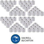 Genuine Joe Standard Bath Tissue, 4" x 4", 2-Ply, 550 Sheets/Roll, 80 Count