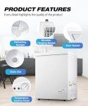Chest Freezer Small Deep Freezer 3.5 Cu.Ft Mini Freezer with Removable Baskets & 6 Adjustable Temperature (Down to -11°F)& Top Open Door, Mini Compact Freezer Suitable for Apartments, Kitchen, White