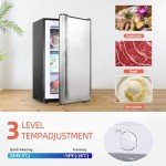 Mini Freezers Upright 3.6 Cubic Feet Freestanding Upright Freezers with Reversible Single Door, 3 Adjustable Thermostat, Small freezer for Apartment Office Silver