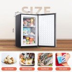 Mini Freezers Upright 3.6 Cubic Feet Freestanding Upright Freezers with Reversible Single Door, 3 Adjustable Thermostat, Small freezer for Apartment Office Silver