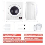 Compact 1300W Portable Clothes Dryer with Exhaust Hose