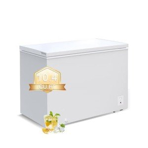 rosmena 10.4 cu ft Chest Freezer, Large Storage Deep Freezer with 8 Adjustable Thermostat, Compact Freezer with Top Open Door/Removable Storage Basket for Kitchen Dorm Garage and Shed, White