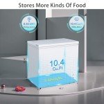 rosmena 10.4 cu ft Chest Freezer, Large Storage Deep Freezer with 8 Adjustable Thermostat, Compact Freezer with Top Open Door/Removable Storage Basket for Kitchen Dorm Garage and Shed, White