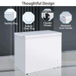 rosmena 10.4 cu ft Chest Freezer, Large Storage Deep Freezer with 8 Adjustable Thermostat, Compact Freezer with Top Open Door/Removable Storage Basket for Kitchen Dorm Garage and Shed, White