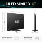 Hisense 65-Inch Class U7 Series Mini-LED ULED 4K UHD Google Smart TV (65U75QG, 2025 Model) - QLED, Native 165Hz, Dolby Vision IQ, Dolby Atmos, Full Array Local Dimming Pro, Game Mode Ultra