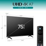 Hisense 75" Class A7 Series (2025 Model) 4K UHD Smart Fire TV, Voice Remote with Alexa, Wide Color Gamut, HDR10+, Dolby Vision, Dolby Atmos, Game Mode, ALLM, Stream Live TV Without Cable