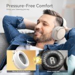 Unbktom Wireless Over Ear Headphones, Noise Cancelling Headphones with Microphone, HiFi Stereo Foldable Lightweight Headset, 30h Playtime, Deep Bass for Home Office Travel Cellphone PC (Khaki)