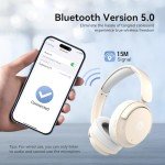 Unbktom Wireless Over Ear Headphones, Noise Cancelling Headphones with Microphone, HiFi Stereo Foldable Lightweight Headset, 30h Playtime, Deep Bass for Home Office Travel Cellphone PC (Khaki)