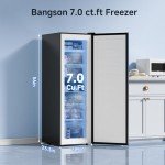 BANGSON Upright Freezer, 7.0 Cu.ft Stand Up Freezer, Convertible Upright Freezer/Refrigerator, Single Door for Kitchen,Garage, Office, Apartment, Silver