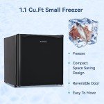 BANGSON Upright Freezer,1.1Cu.ft Mini Freezer with Removable Shelf, Single Door Mini Freezer for Home/Dorms/Apartment/Office (Black)