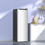 BANGSON Upright Freezer, 7.0 Cu.ft Stand Up Freezer, Convertible Upright Freezer/Refrigerator, Single Door for Kitchen,Garage, Office, Apartment, Silver