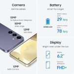 Samsung Galaxy S24 5G (128GB) AI Enabled, 120 Hz AMOLED Display, 50MP Camera, 8K Video, Nightography, Unlocked, with 25W Super Charger - Cobalt Violet (Renewed)