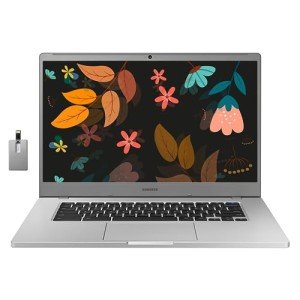 SAMSUNG 4+ Chromebook Laptop, 15.6" FHD LED Display, Intel Celeron N4000, 4GB RAM, 64GB eMMC, HD Webcam, Wi-Fi 5, Bluetooth, Chrome OS, Platinum Titan, 32GB USB Card (Renewed)