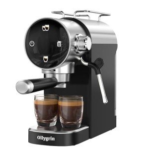 Ollygrin Espresso Machine,20 Bar Semi-Automatic Espresso Maker with Milk Frother,Touch Screen Black Stainless Steel Coffee Machine with 40oz Removable Water Tank,Cappuccino,Latte,Americano for Home