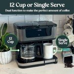 Pantrymade Deluxe 12-Cup Coffee Maker & Single Serve Brewer – Programmable, K-Cup Compatible, Adjustable Brew Size, Glass Carafe, Auto Shut-Off - Ideal for Home or Office