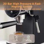 Ollygrin Espresso Machine,20 Bar Semi-Automatic Espresso Maker with Milk Frother,Touch Screen Black Stainless Steel Coffee Machine with 40oz Removable Water Tank,Cappuccino,Latte,Americano for Home