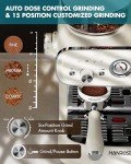 Hanrose Espresso Machine With Grinder, 20 Bar Espresso Machine with Milk Frother Steam Wand – All in One Espresso Maker, Espresso Machines for Home, Professional Cappuccino Latte Machine