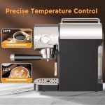 Ollygrin Espresso Machine,20 Bar Semi-Automatic Espresso Maker with Milk Frother,Touch Screen Black Stainless Steel Coffee Machine with 40oz Removable Water Tank,Cappuccino,Latte,Americano for Home