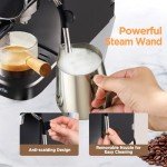 Ollygrin Espresso Machine,20 Bar Semi-Automatic Espresso Maker with Milk Frother,Touch Screen Black Stainless Steel Coffee Machine with 40oz Removable Water Tank,Cappuccino,Latte,Americano for Home