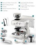 Hanrose Espresso Machine With Grinder, 20 Bar Espresso Machine with Milk Frother Steam Wand – All in One Espresso Maker, Espresso Machines for Home, Professional Cappuccino Latte Machine