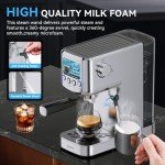 SOWTECH Espresso Machine 20 Bar, Compact Espresso Maker with Milk Frother, Stainless Steel Coffee Machine with 42 oz Water Tank for Cappuccino, Latte&Cold Brew, Home&Office, Silver