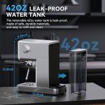 SOWTECH Espresso Machine 20 Bar, Compact Espresso Maker with Milk Frother, Stainless Steel Coffee Machine with 42 oz Water Tank for Cappuccino, Latte&Cold Brew, Home&Office, Silver