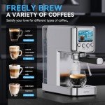 SOWTECH Espresso Machine 20 Bar, Compact Espresso Maker with Milk Frother, Stainless Steel Coffee Machine with 42 oz Water Tank for Cappuccino, Latte&Cold Brew, Home&Office, Silver