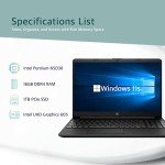 HP 15.6" HD Student Laptop, Intel Pentium Silver N5030, 16GB RAM, 1TB PCIe SSD, Intel UHD Graphics, HD Webcam, Numpad, Wi-Fi 5, Bluetooth, Windows 11, Black, 32GB USB Card (Renewed)