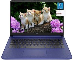 HP 14" Touchscreen Laptop, Intel Quad-Core N4120, 4GB RAM, 64GB eMMC, Webcam, Super Fast Wifi, HDMI, Sapphire Blue (Renewed)