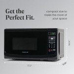 Farberware Countertop Microwave 700 Watts, 0.7 Cu. Ft. - Microwave Oven With LED Lighting and Child Lock - Perfect for Apartments and Dorms - Easy Clean Grey Interior, Retro Black
