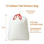 Amazon Basics Scented Trash Bags, Tall Kitchen Drawstring, Clean Fresh Scent, 13 Gallon, 200 Count, Pack of 1